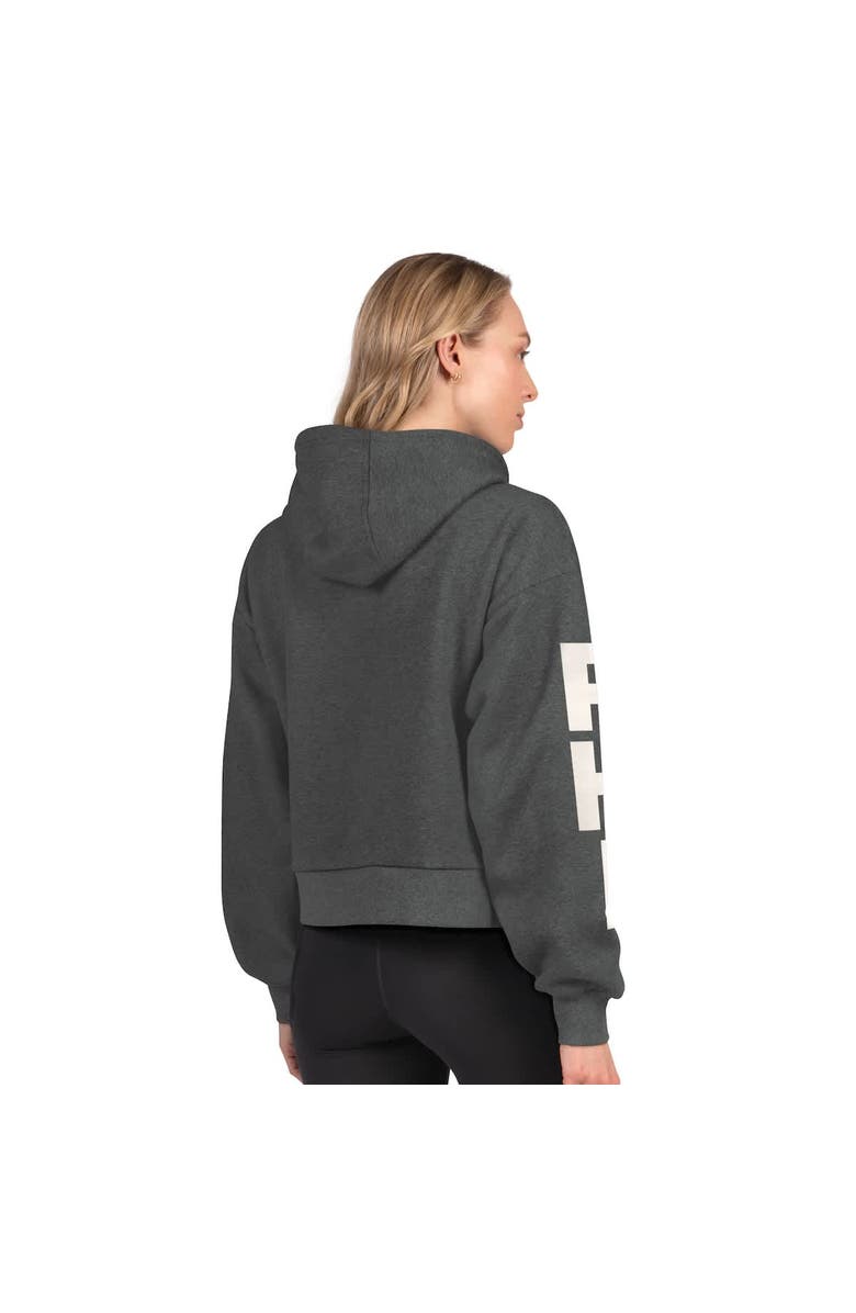 STARTER Women's Starter  Heather Charcoal Philadelphia Flyers Star Player Cropped Fleece Hoodie, Alternate, color, Heather Charcoal