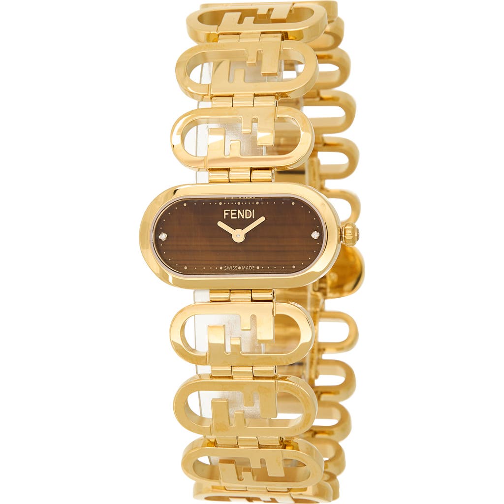 Fendi O'lock Diamond Accent Oval Link Bracelet Watch, 28.3mm X 14.8mm