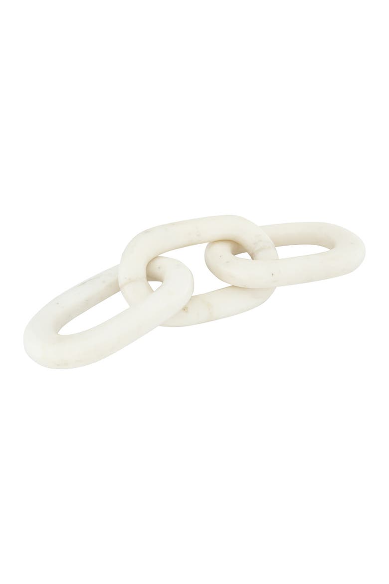 13"L Decorative Marble Chain Link Figurine, Alternate, color, White