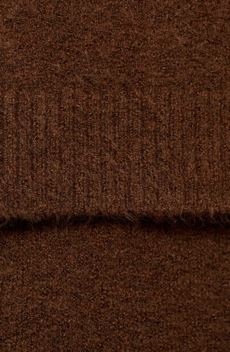 MANGO Leire Tie Neck Sweater, Alternate, color, Brown