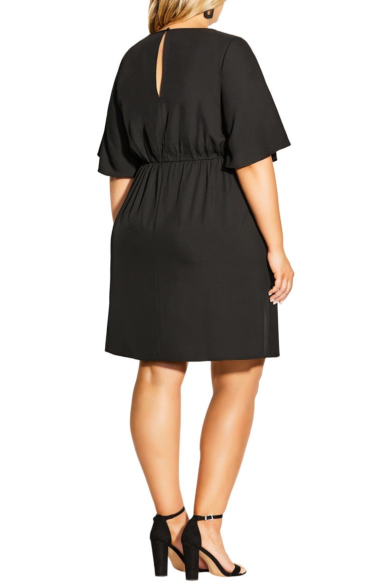 Knot Front Fit & Flare Dress, Alternate, color, BLACK