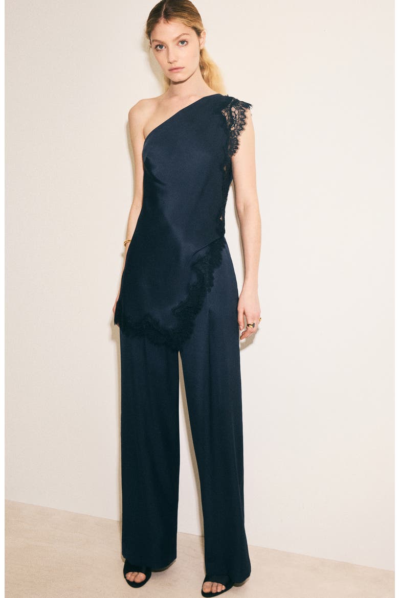 Straight Leg Satin Pants, Alternate, color, BLUE