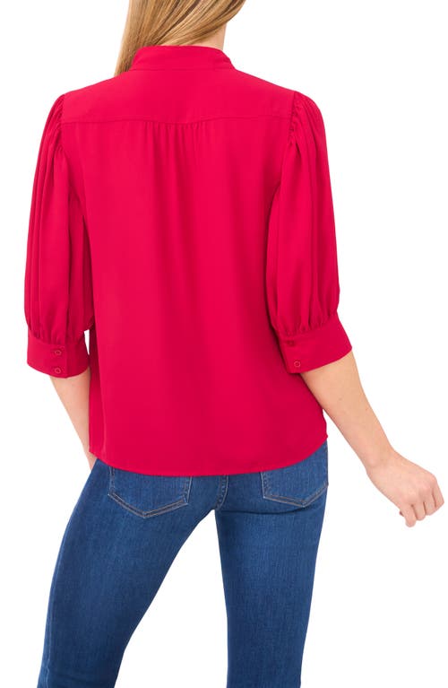Cece Bow Detail Button Front Top In Red