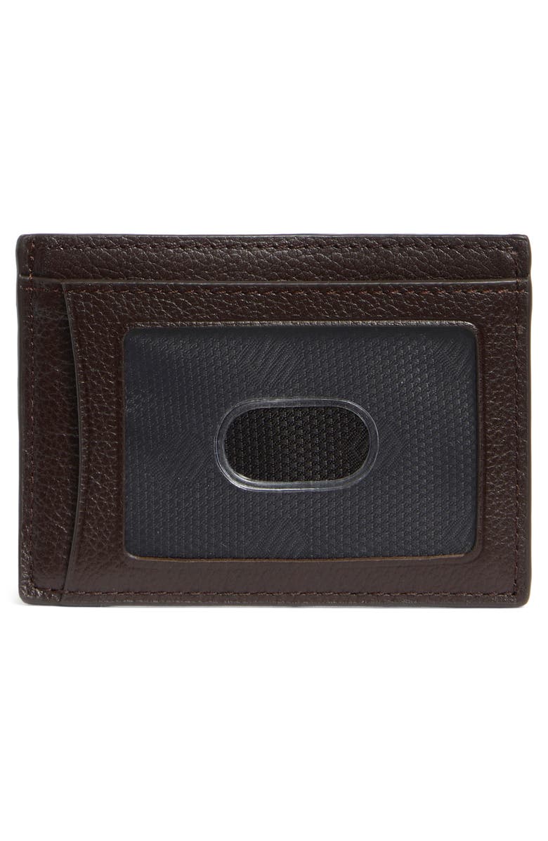 Johnston & Murphy Pebbled Leather Card Case, Alternate, color, Dark Brown