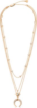 Ettika Crystal Horn Triple Chain Necklace