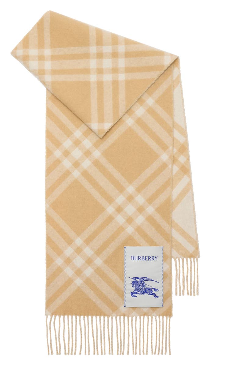 Burberry Bias Check Cashmere Scarf, Main, color, Sand