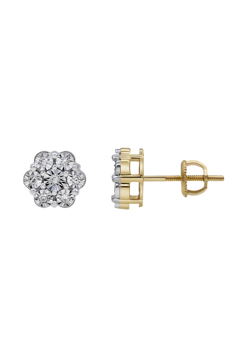 LuvMyJewelry Mini 10K Yellow Gold Diamond Cluster Earrings - 0.08ct., Alternate, color, 10K Yellow Gold