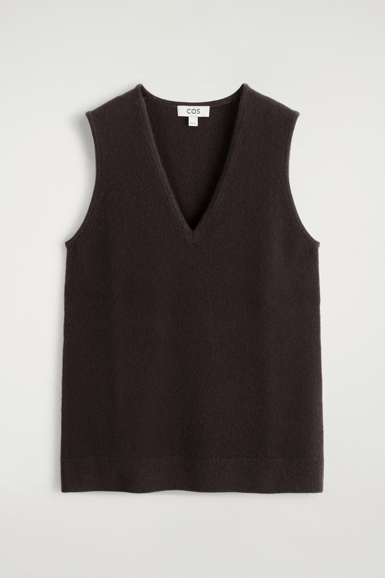 Wool V-Neck Tunic Vest, Alternate, color, BROWN