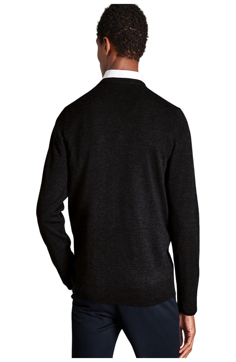 Charles Tyrwhitt Pure Merino V Neck Sweater, Alternate, color, Dark Charcoal