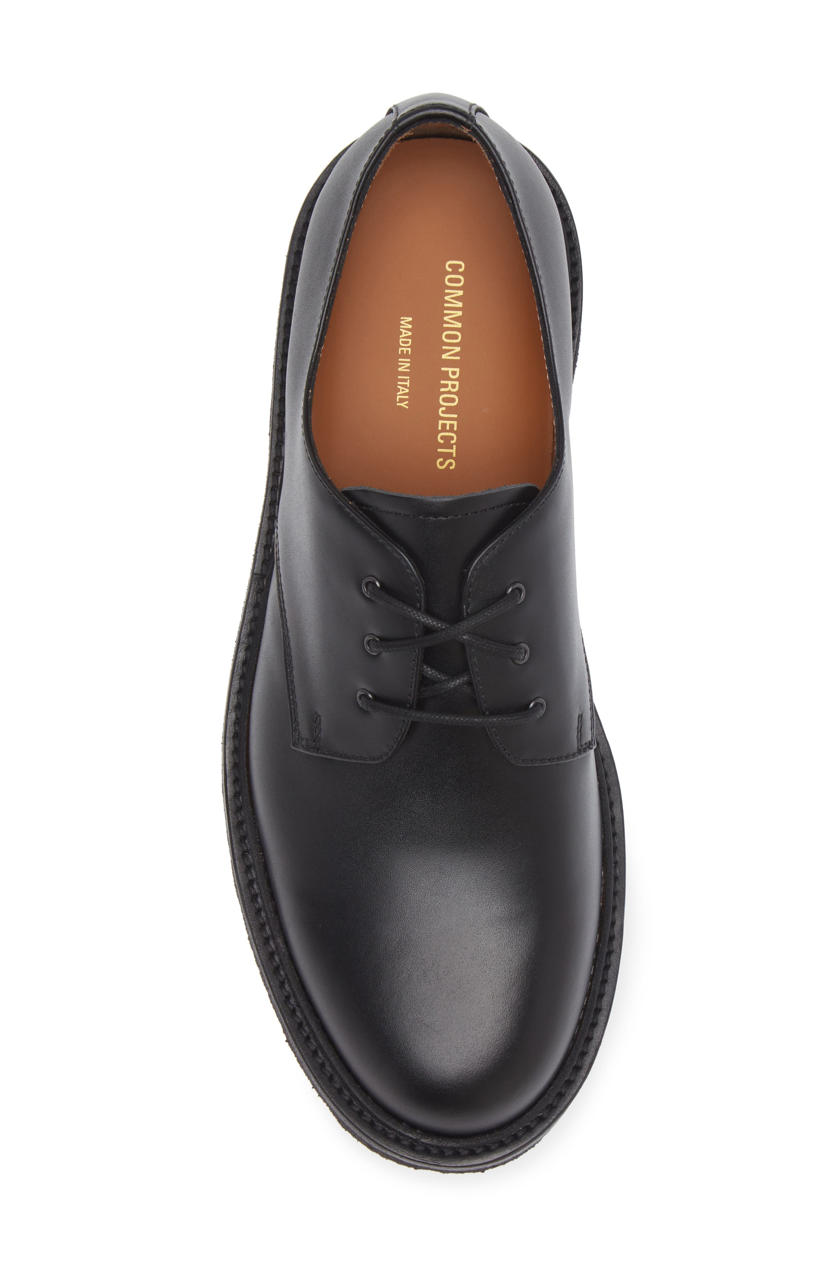 Common Projects Officer's Plain Toe Derby, Alternate, color, Black