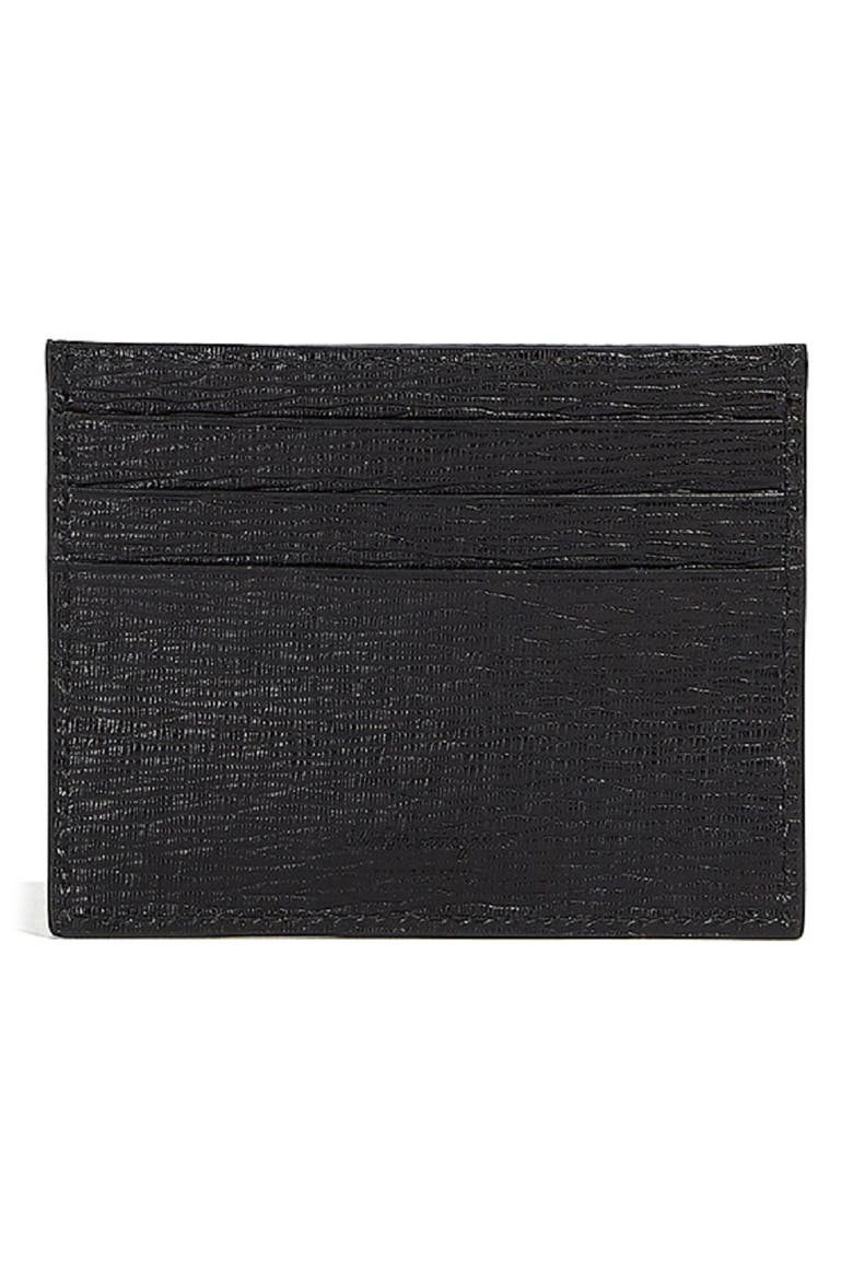 Salvatore Ferragamo Revival Textured Leather Card Case, Alternate, color, NERO