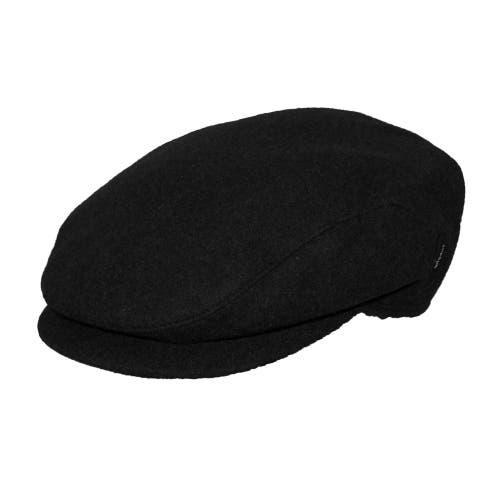 Wigens Christor (carl) Classic Wool Ivy Cap With Earflaps In Black