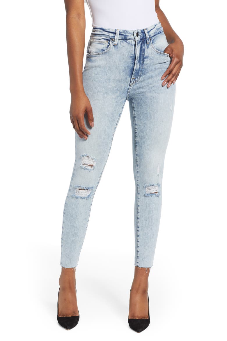 Good Waist Ripped Crop Skinny Jeans, Main, color, BLUE303