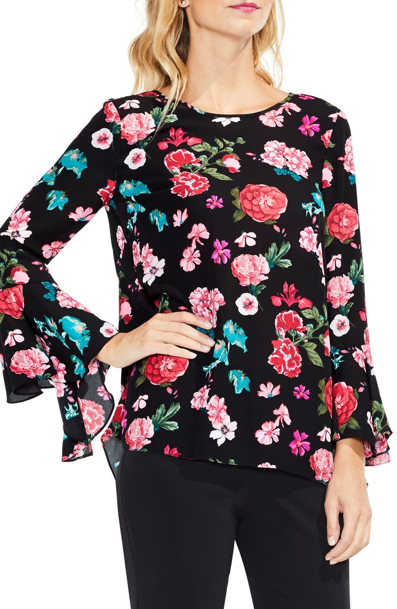Vince Camuto Floral Heirloom Bell Sleeve Top, Main, color,