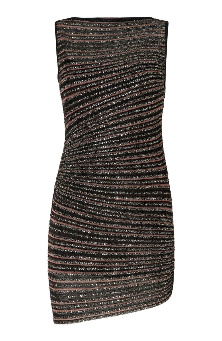 Missoni Boat Neck Mini Dress With Lamé Stripes, Alternate, color, Black & Brown
