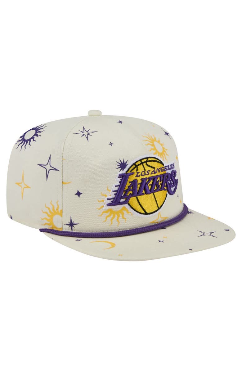 New Era Men's New Era Cream Los Angeles Lakers Lunar Golfer Snapback Hat, Alternate, color, Cream