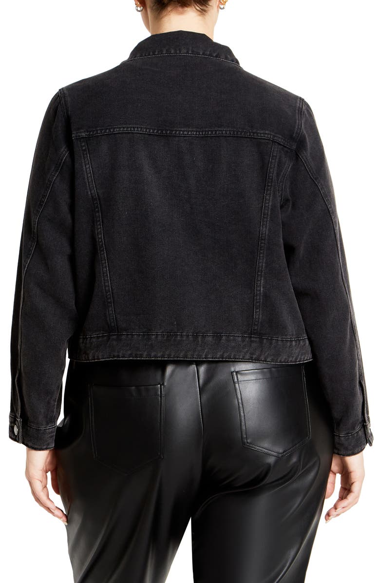 City Chic Tia Denim Jacket, Alternate, color, Black Wash