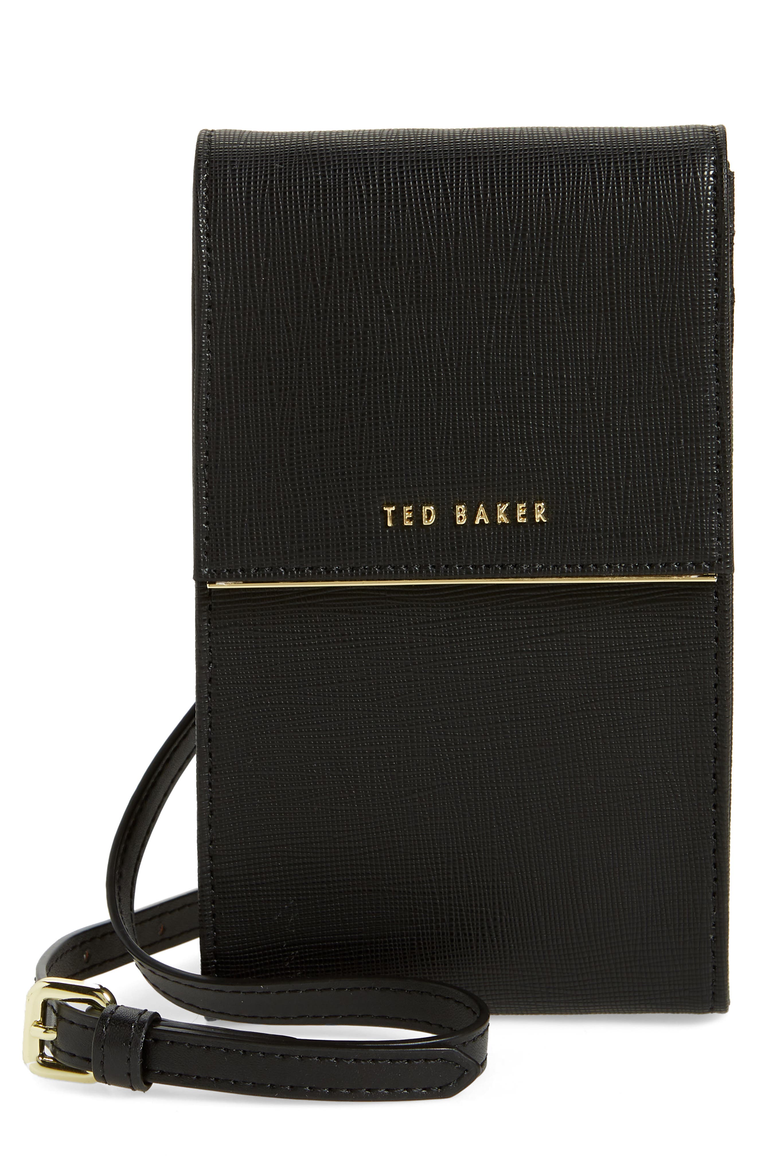 Ted Baker London Geriee Saffiano Leather Phone Crossbody Bag, Main, color, 