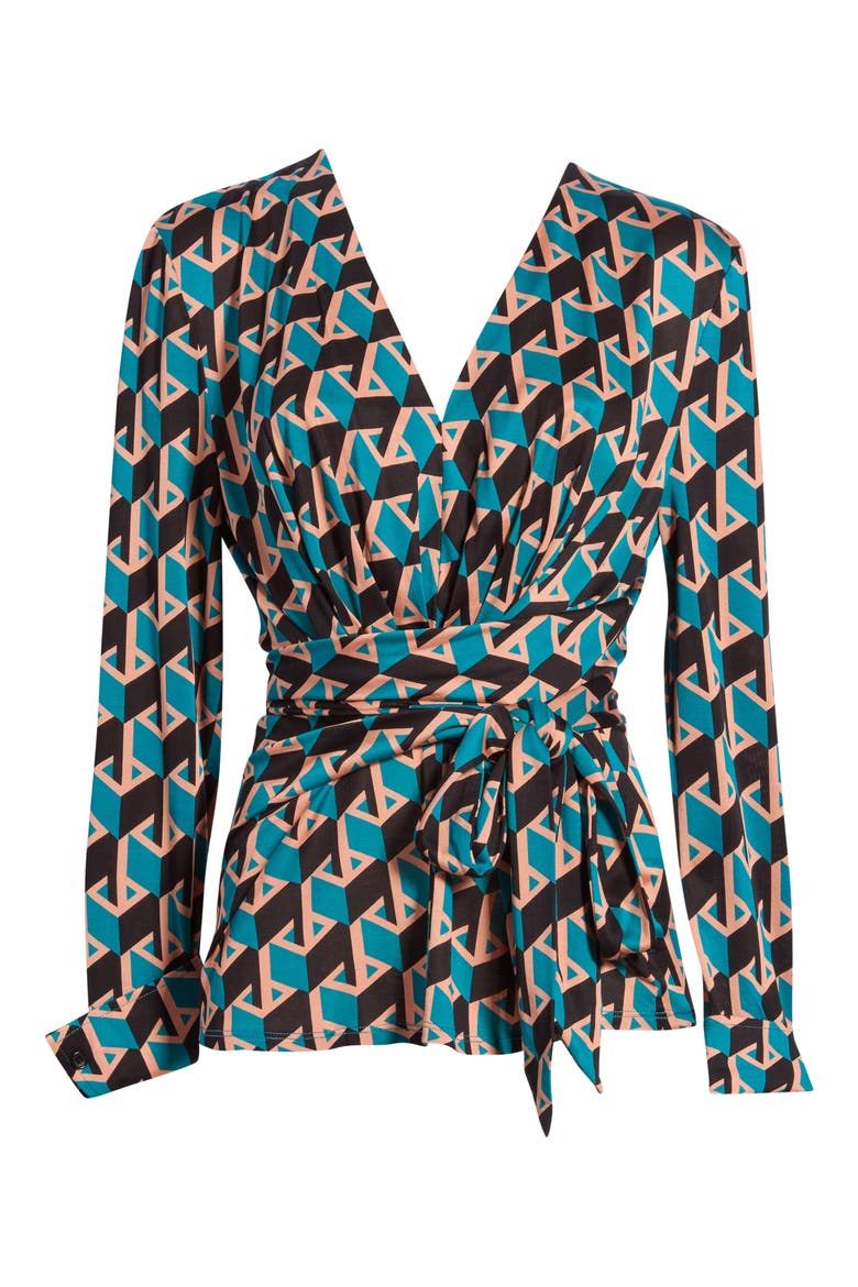 Rachael Long Sleeve Top, Alternate, color, INTERMISSION GEO SIG TURQUOISE