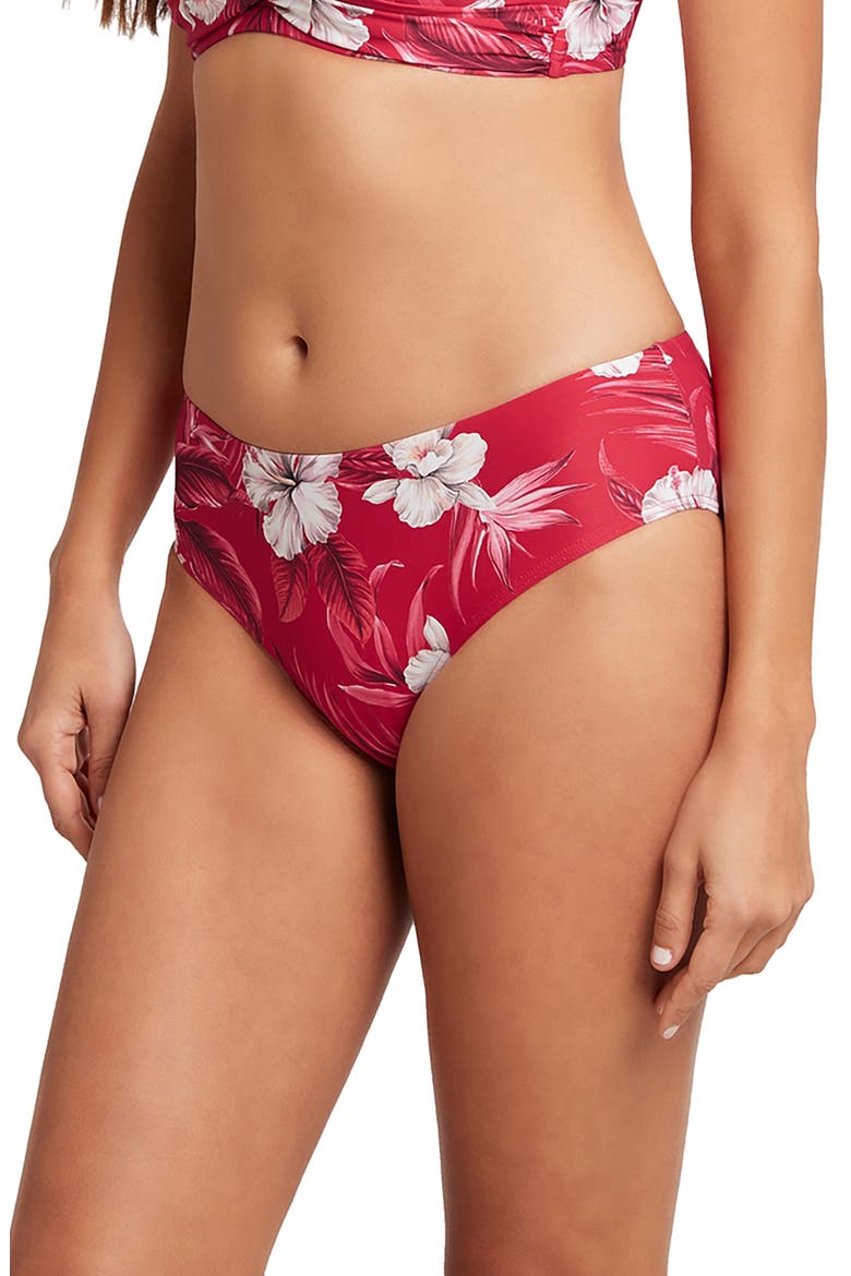 Floral Bikini Bottoms, Alternate, color, RED