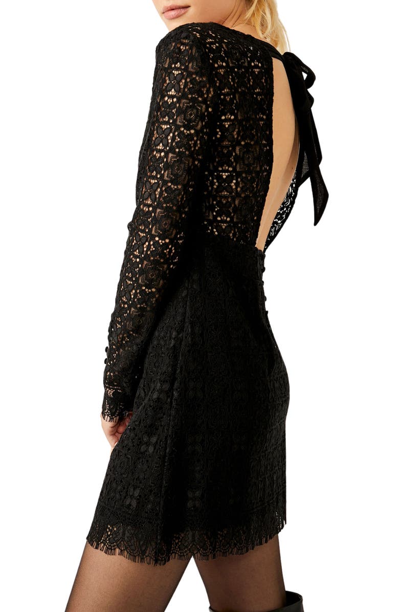 Free People Honey Honey Lace Long Sleeve Minidress, Alternate, color,