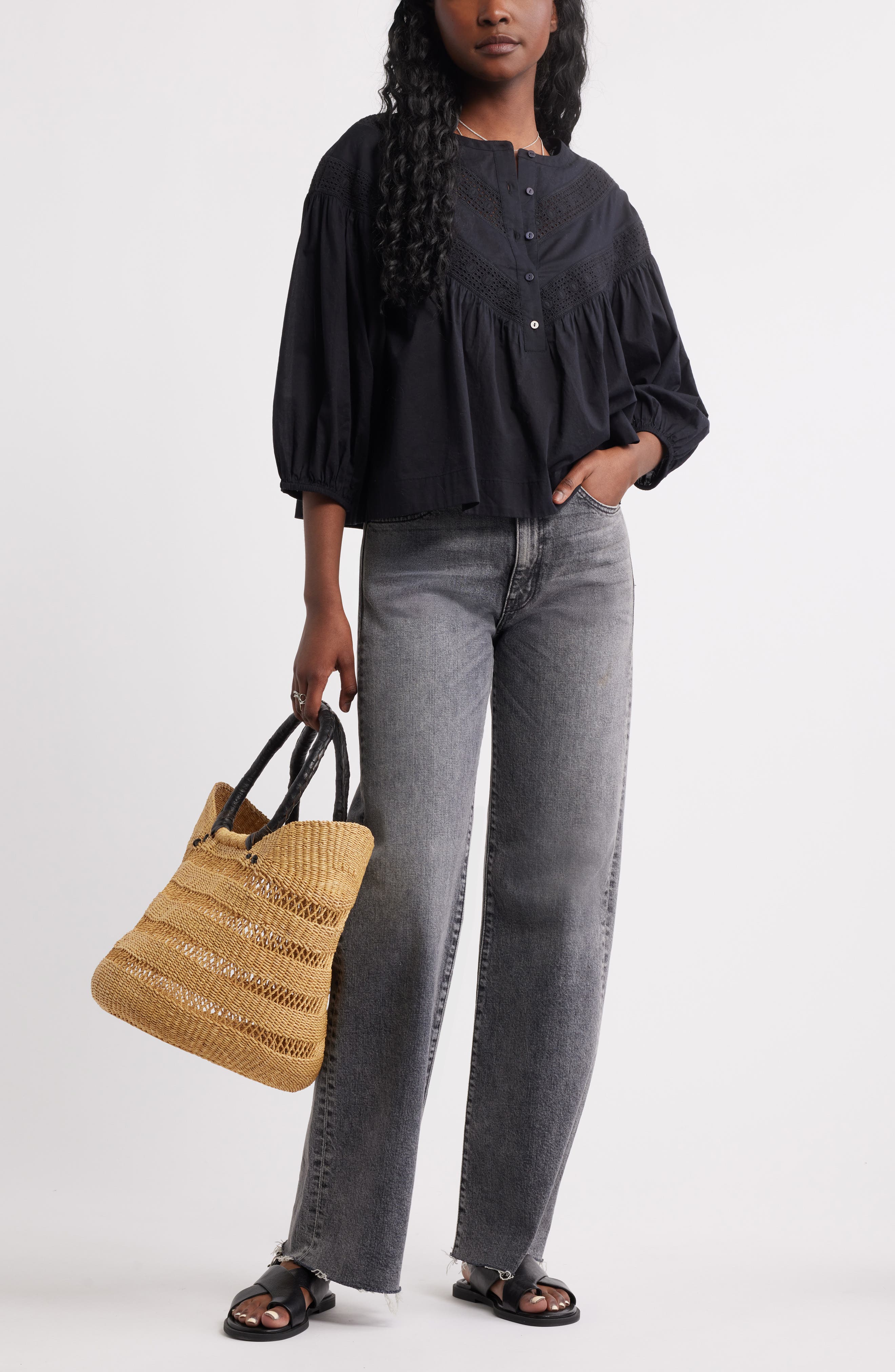 Lace Inset Woven Shirt - image 2