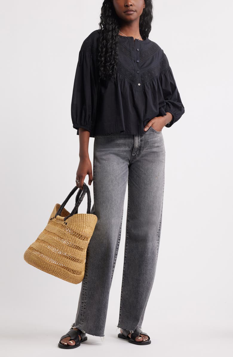 Treasure & Bond Lace Inset Woven Shirt, Alternate, color, Black