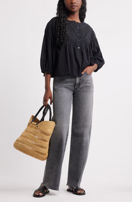 Treasure & Bond Lace Inset Woven Shirt In Black