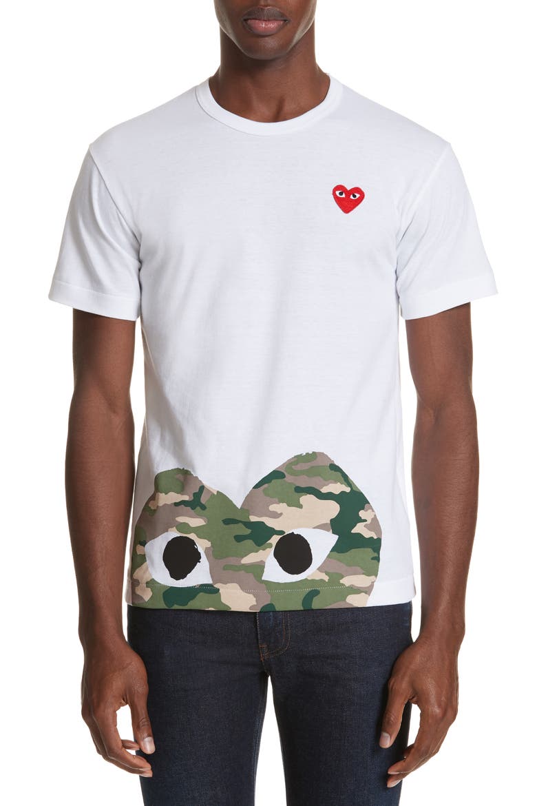 Camo Peek Heart Graphic Tee, Main, color, WHITE