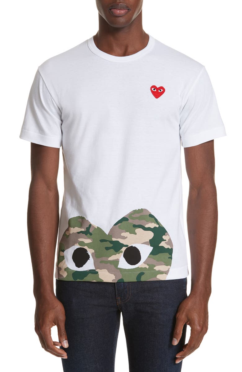 Comme des Garçons PLAY Camo Peek Heart Graphic Tee, Main, color, 