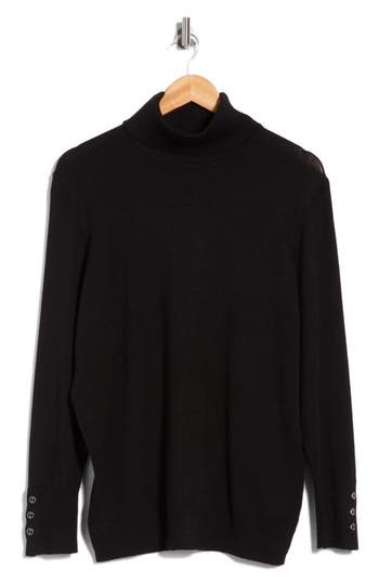 Joseph A Essential Fine Gauge Turtleneck Sweater In Black