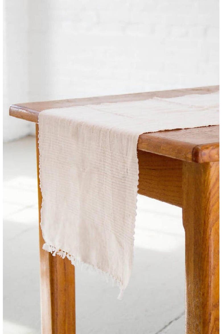 Riviera Cotton Table Runner, Alternate, color, Natural