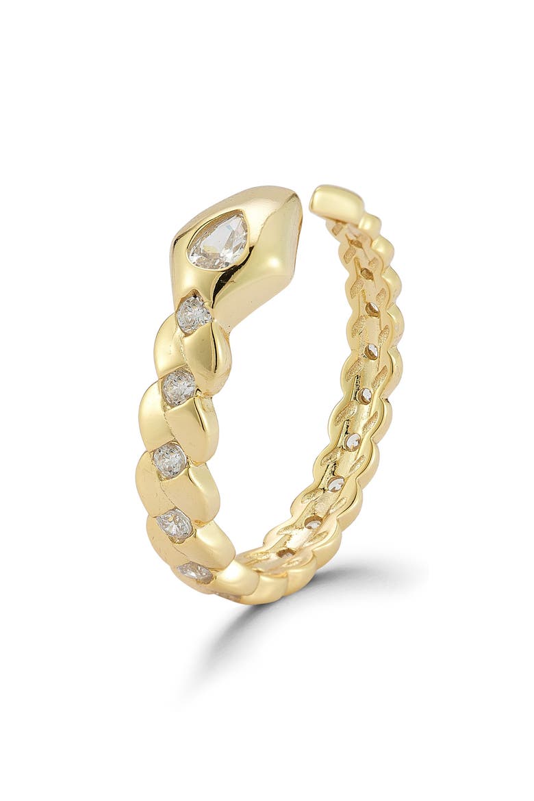 Snake Cubic Zirconia Split Shank Ring, Alternate, color, GOLD