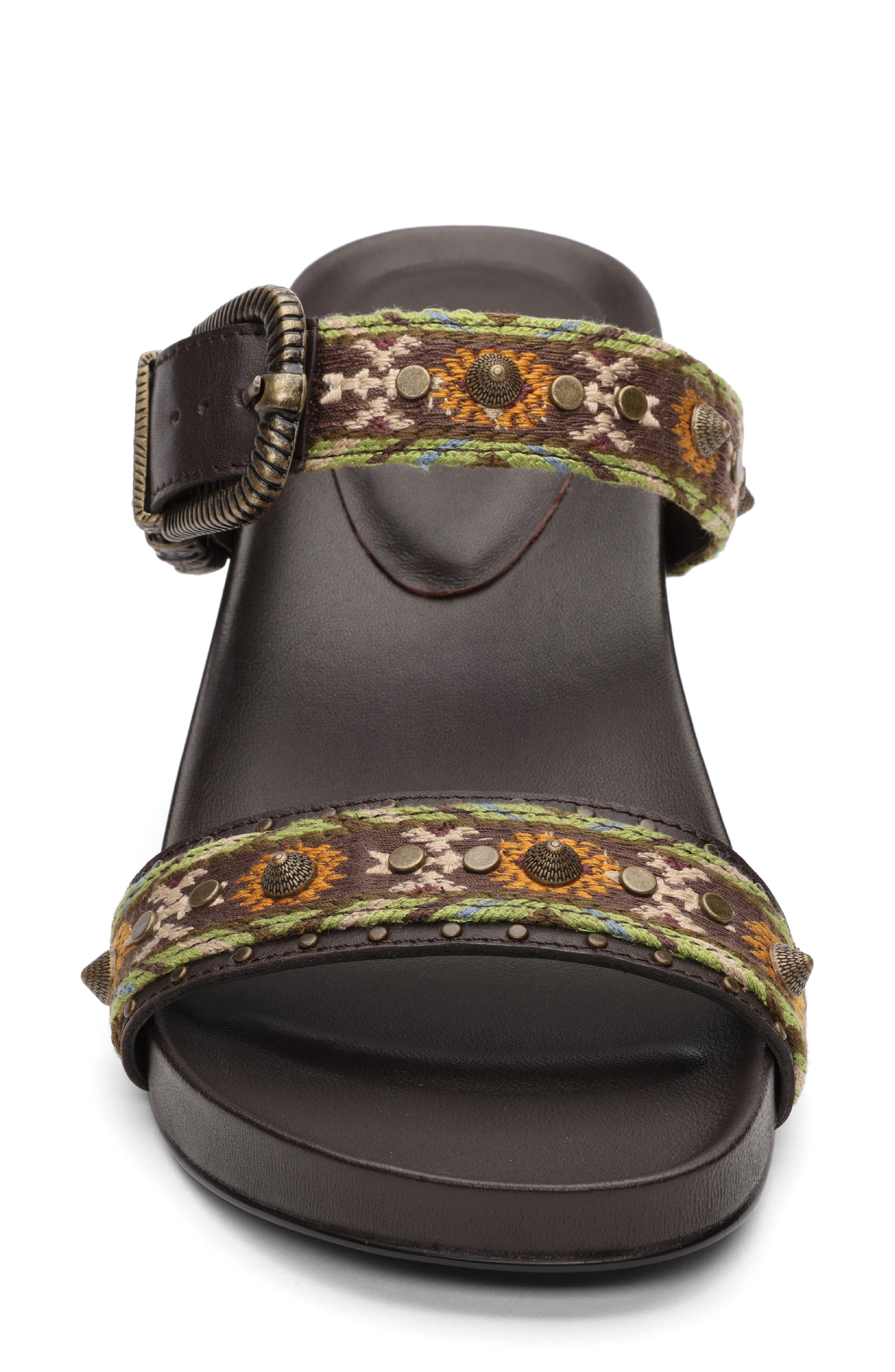 Ash Joey Embroidered Buckle Slide Sandal, Alternate, color, Africa