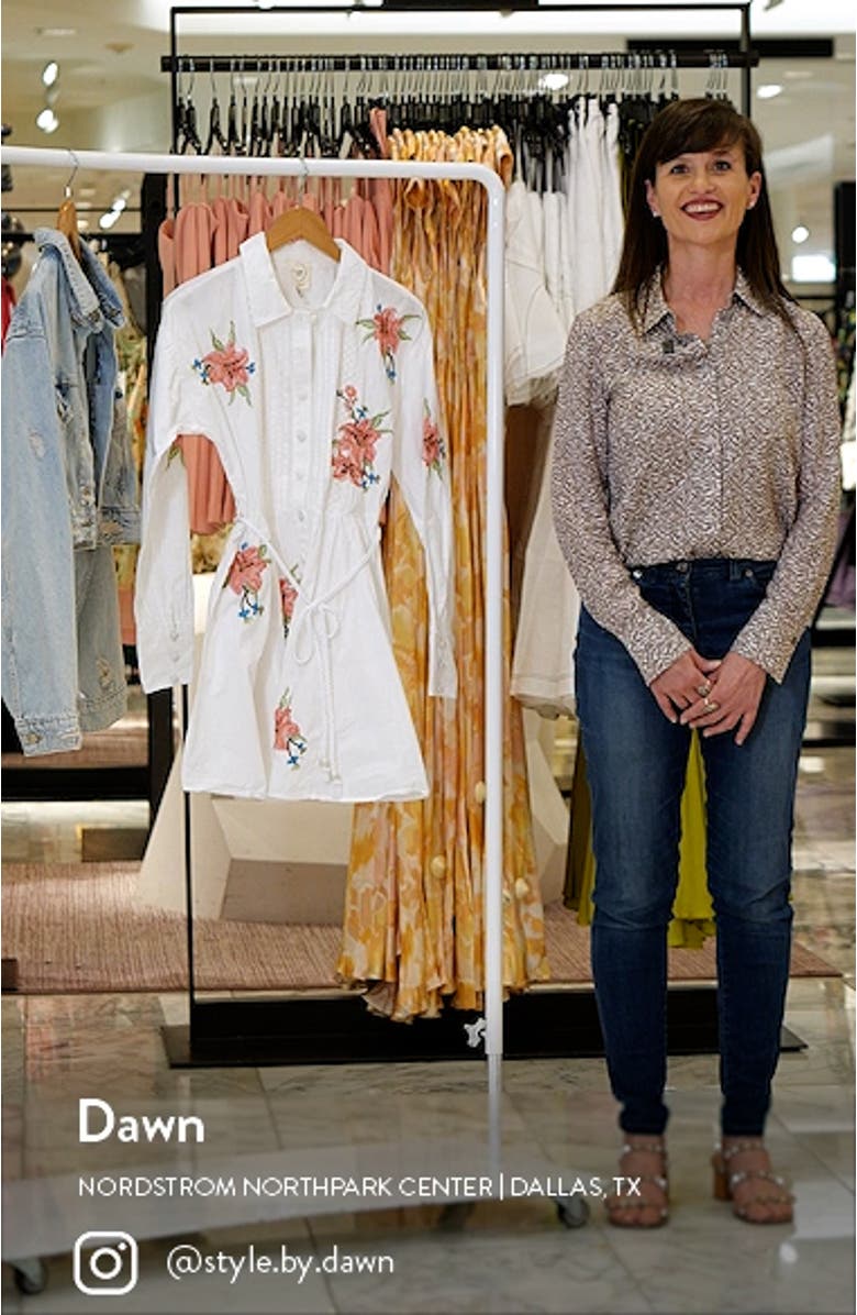 Craft Floral Embroidered Long Sleeve Belted Shirtdress, sales video thumbnail