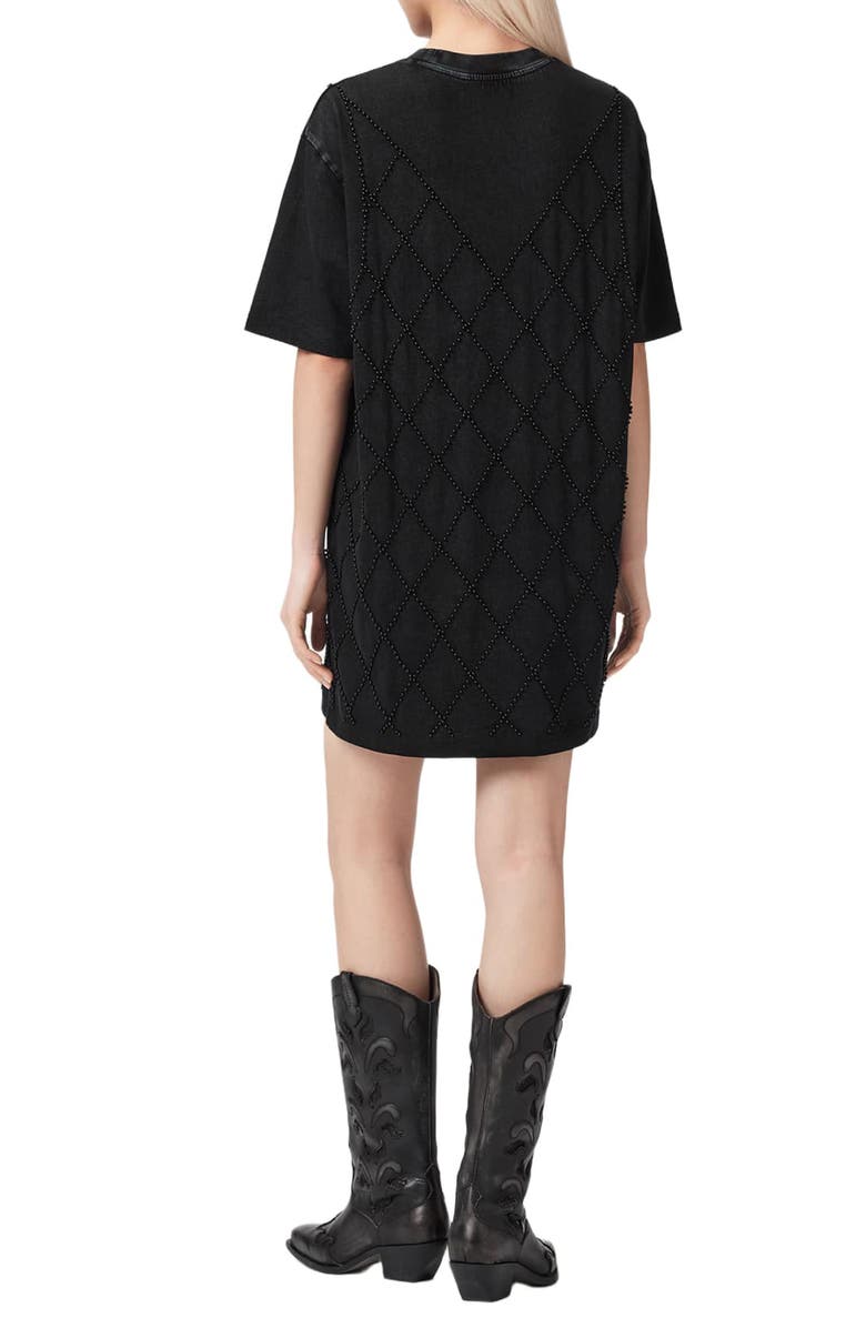 AllSaints Darcy Beaded T-Shirt Dress, Alternate, color, Washed Black