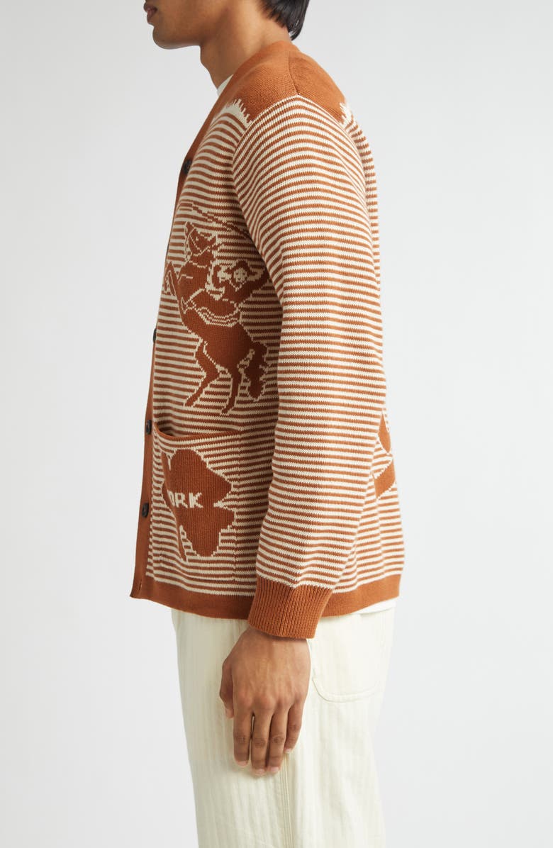 Bode Buckaroo Cardigan, Alternate, color, Brown/ Cream