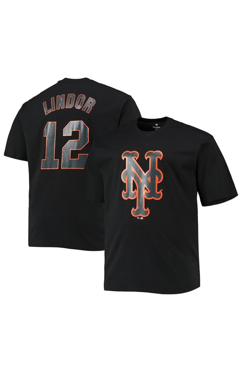 FANATICS Men's Fanatics Branded Francisco Lindor Black New York Mets Big & Tall Logo T-Shirt, Alternate, color, 
