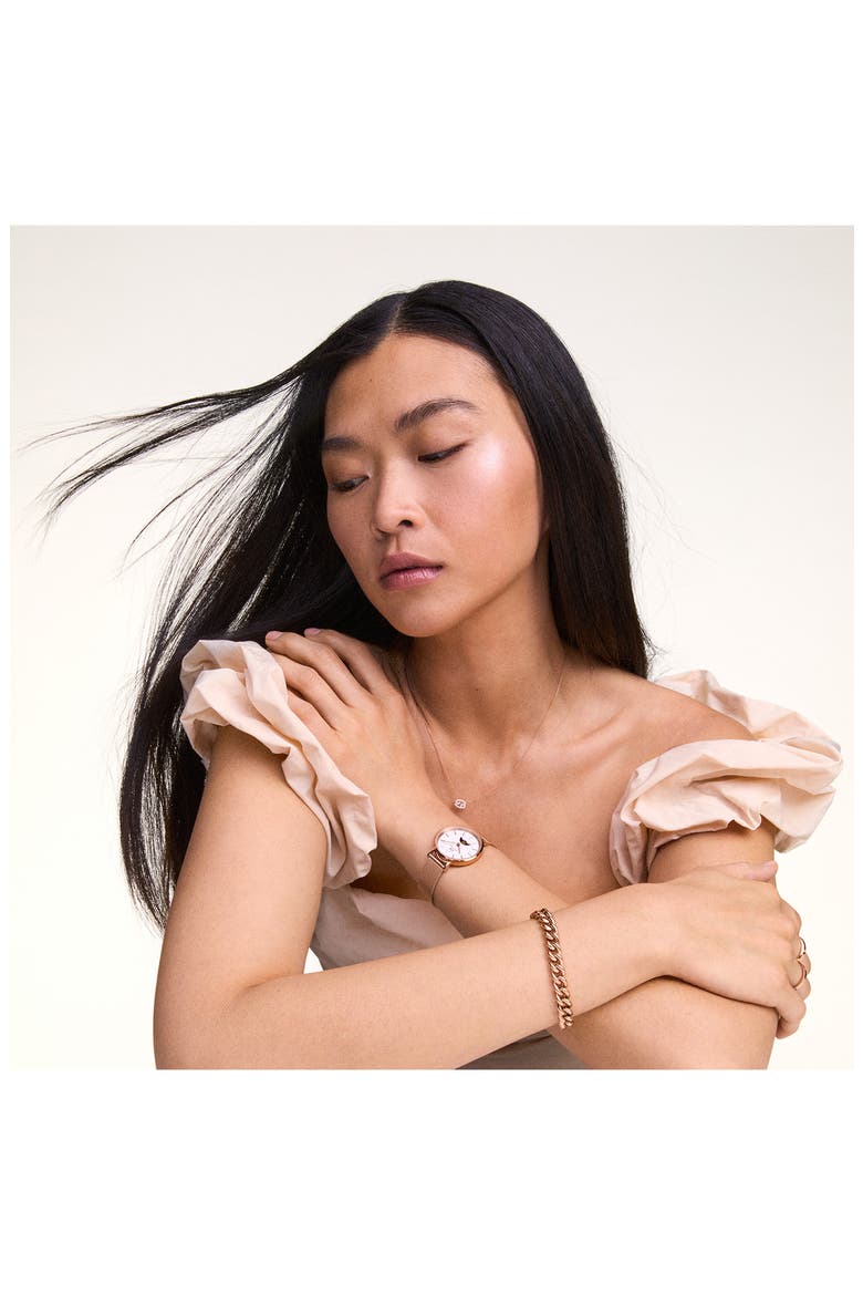 Petite Moonphase Mesh Strap Watch, 32mm, Alternate, color, ROSE GOLD