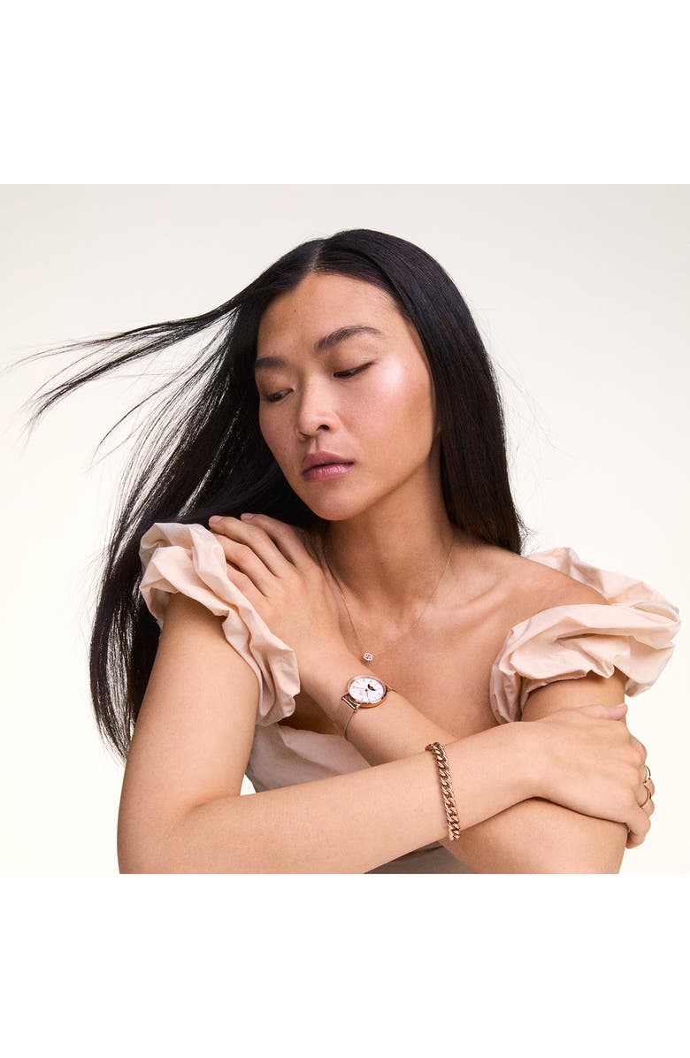 Daniel Wellington Petite Moonphase Mesh Strap Watch, 32mm, Alternate, color, Rose Gold