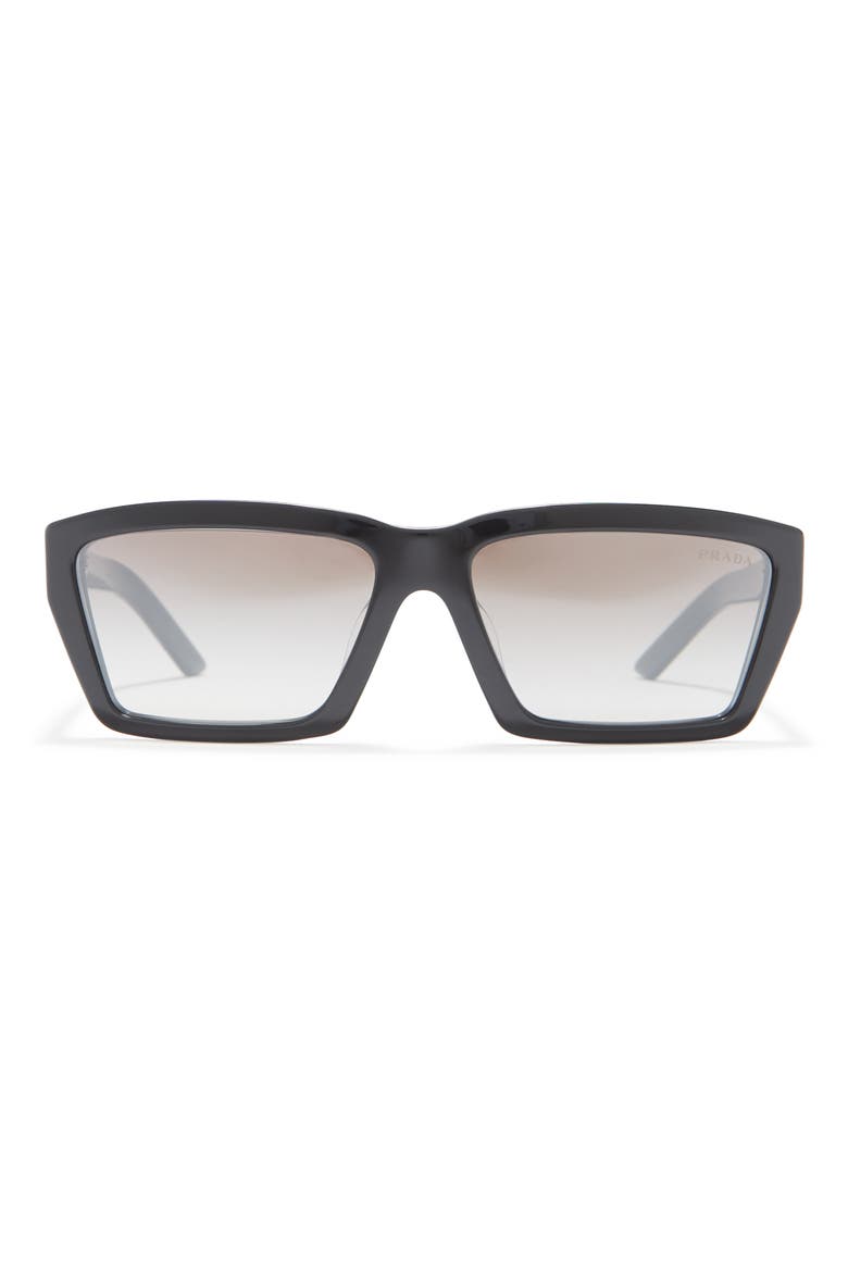 59mm Rectangle Sunglasses, Main, color, BLACK