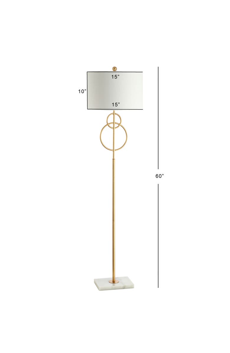 JONATHAN Y Haines Modern Circle Marble/Metal LED Floor Lamp, Alternate, color, Gold Leaf/White