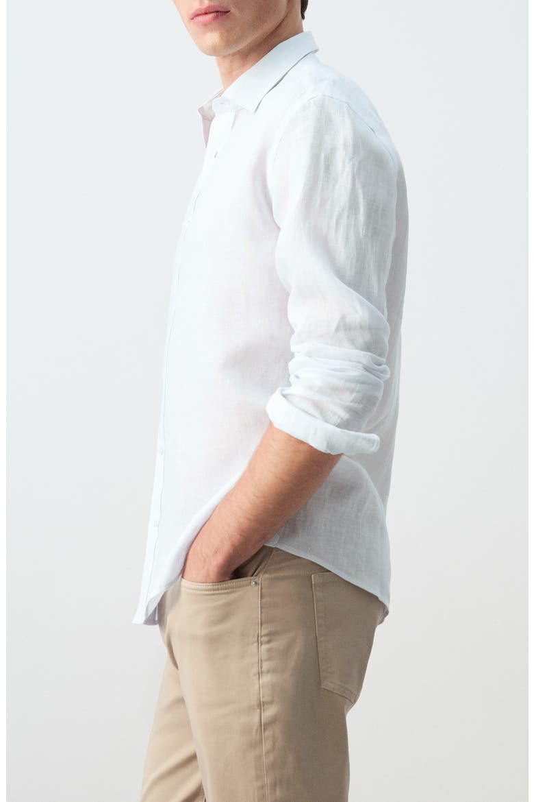 Stripe Slub Linen Button-Up Shirt, Alternate, color, SKY BLUE
