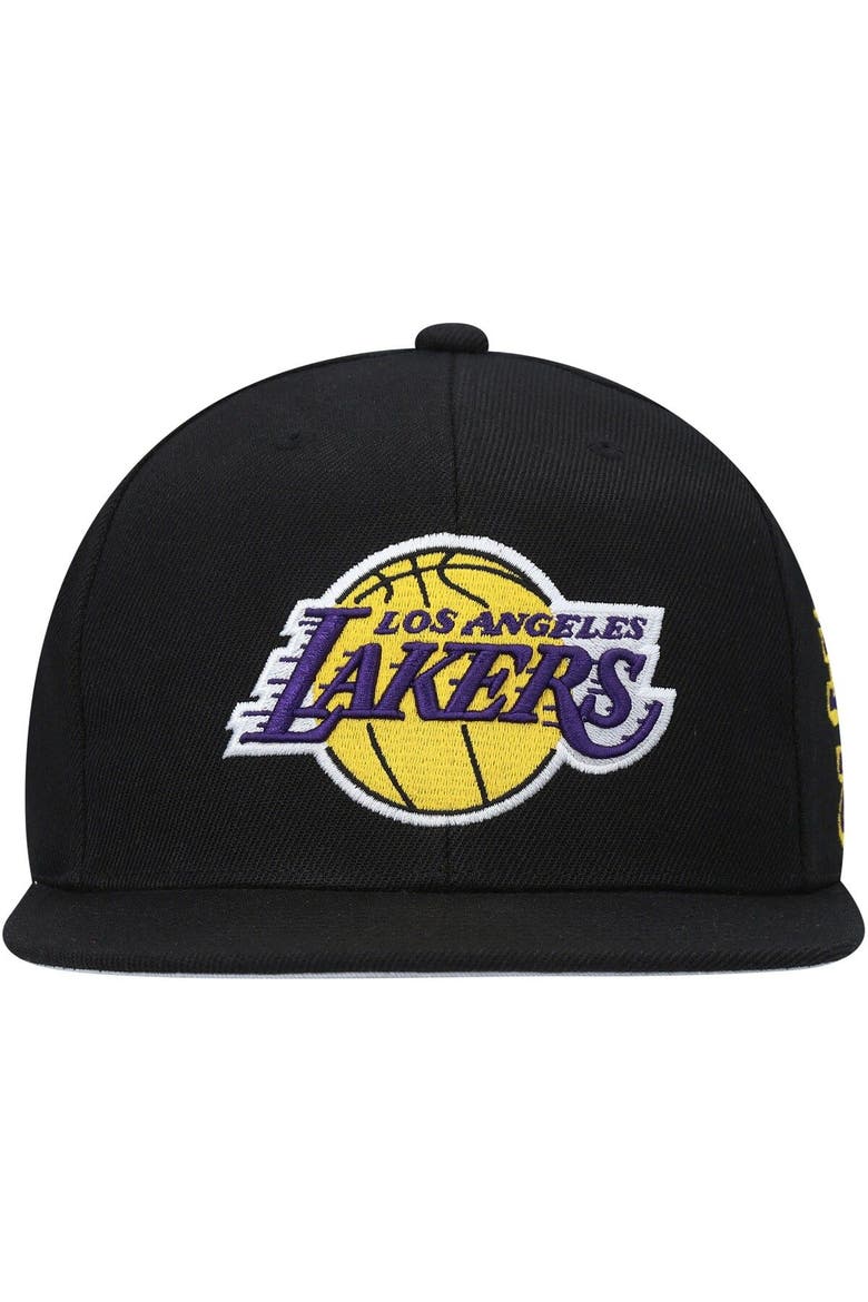 Men's Mitchell & Ness Black Los Angeles Lakers Area Code Snapback Hat, Alternate, color, Black