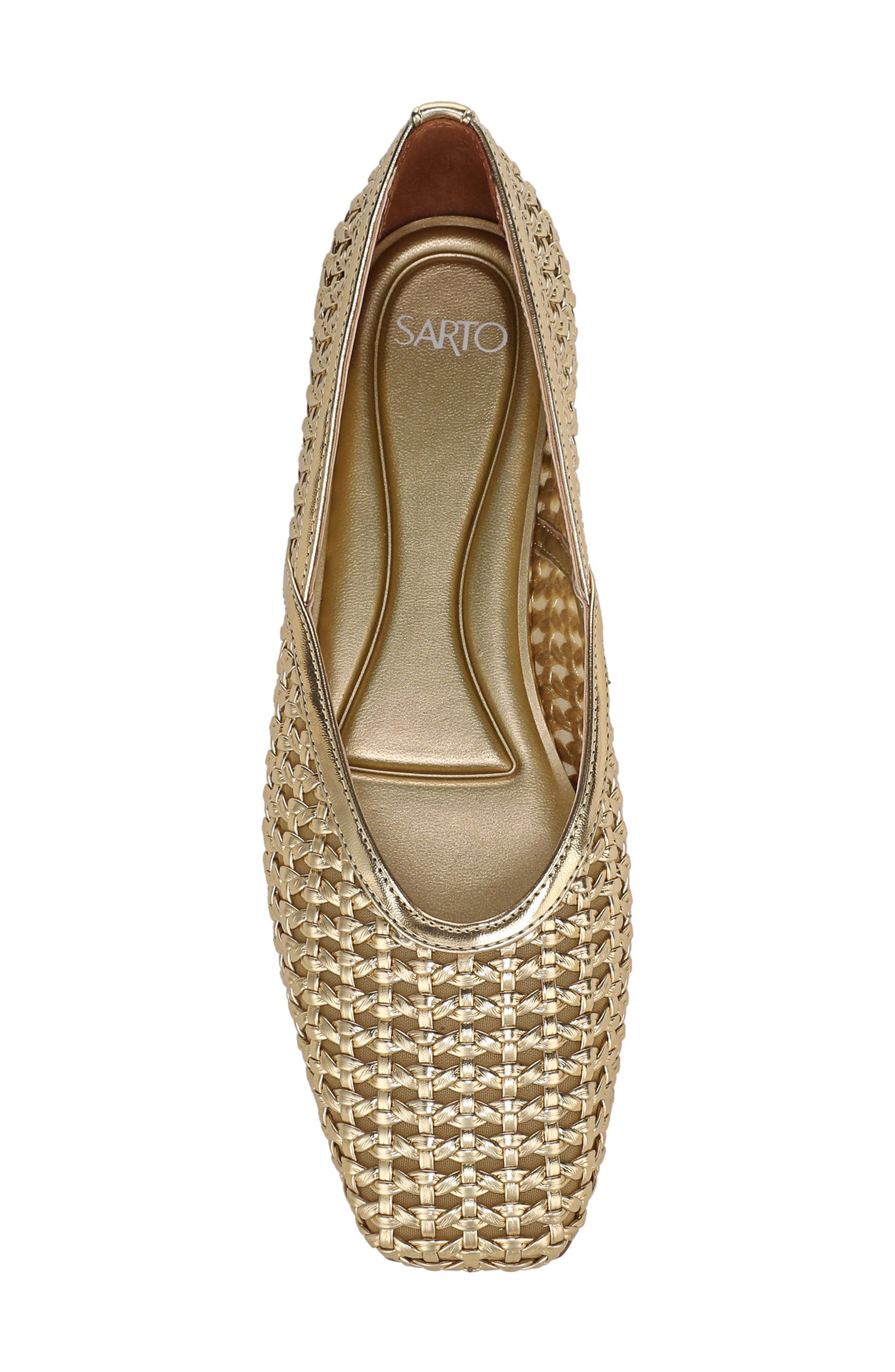 SARTO by Franco Sarto Flexa Square Toe Mesh Flat, Alternate, color, Gold