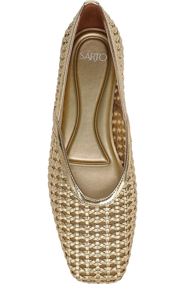SARTO by Franco Sarto Flexa Square Toe Mesh Flat, Alternate, color, Gold