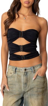 EDIKTED Ariella Cutout Strapless Top