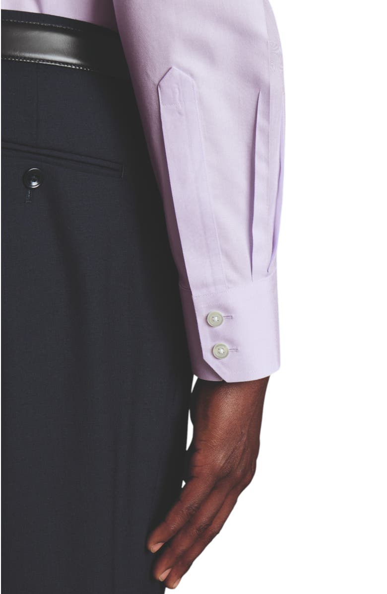 Charles Tyrwhitt Cutaway Collar Non-Iron Twill Shirt, Alternate, color, Lilac Purple
