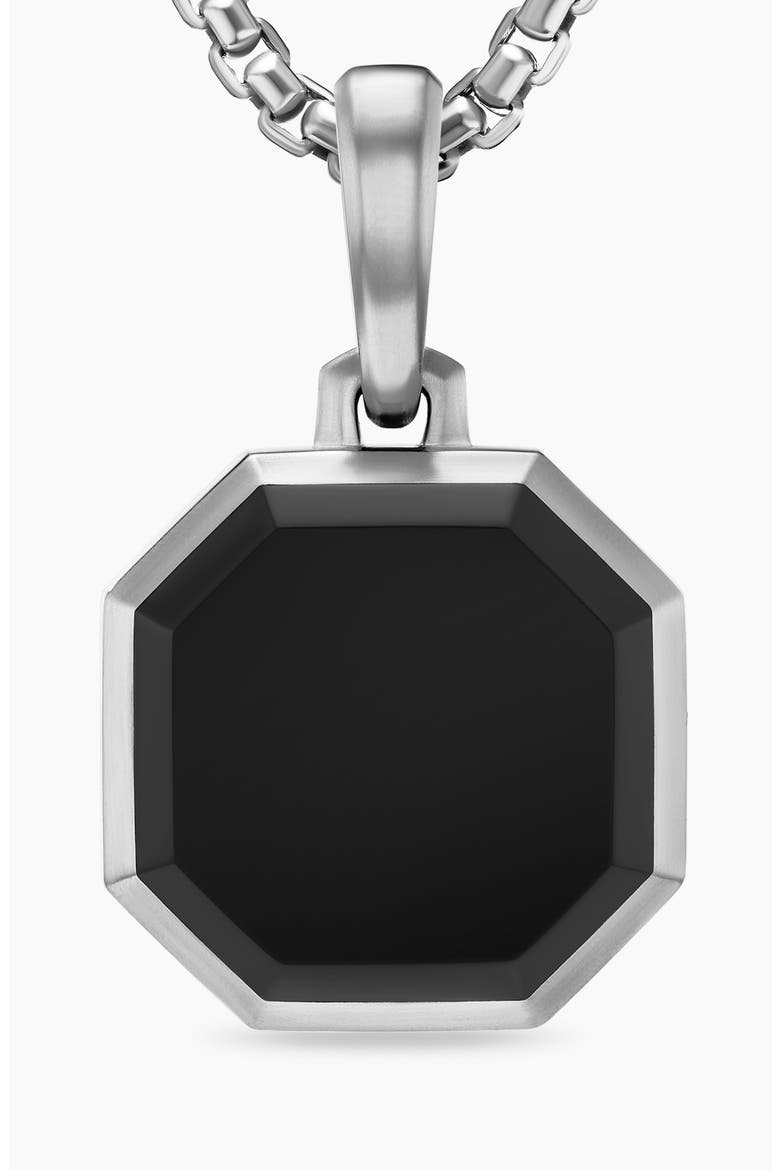 Faceted Stone Amulet in Sterling Silver with Black Onyx, 16mm, Alternate, color, SILVER/ BLACK