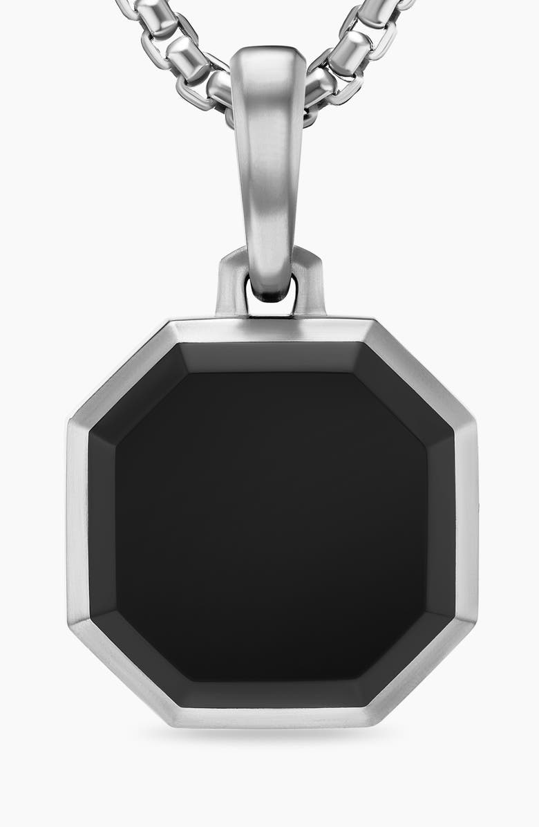 David Yurman Faceted Stone Amulet in Sterling Silver with Black Onyx, 16mm, Alternate, color, Silver/ Black